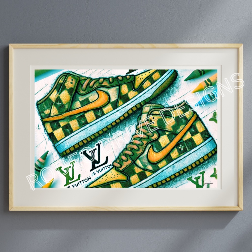 VUITTON NIKE MASH 17X11 PRINT FASHION ART PRINT SIGNED BY THE ARTIST DEN…